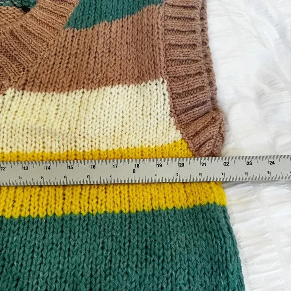 Zara Striped Chunky Sweater Vest Womens Size Medium - Picture 6 of 8